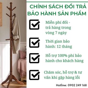 Cây treo quần áo gỗ tự nhiên 9 nhánh GH-Màu Gỗ Tự Nhiên